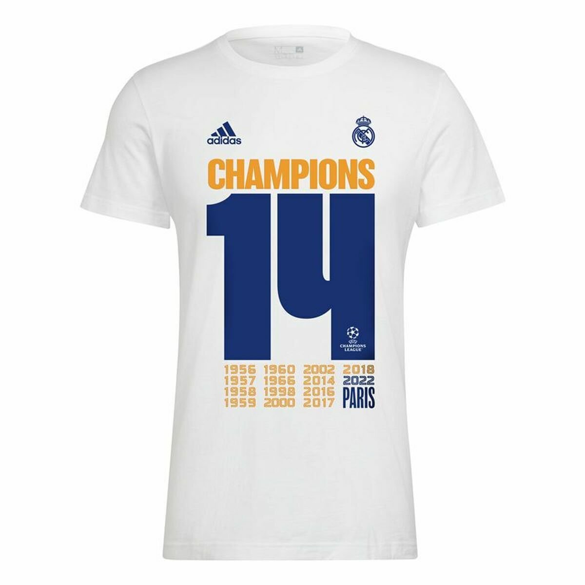 Men's Short-sleeved Football Shirt Adidas Real Madrid Champions 2022 XL